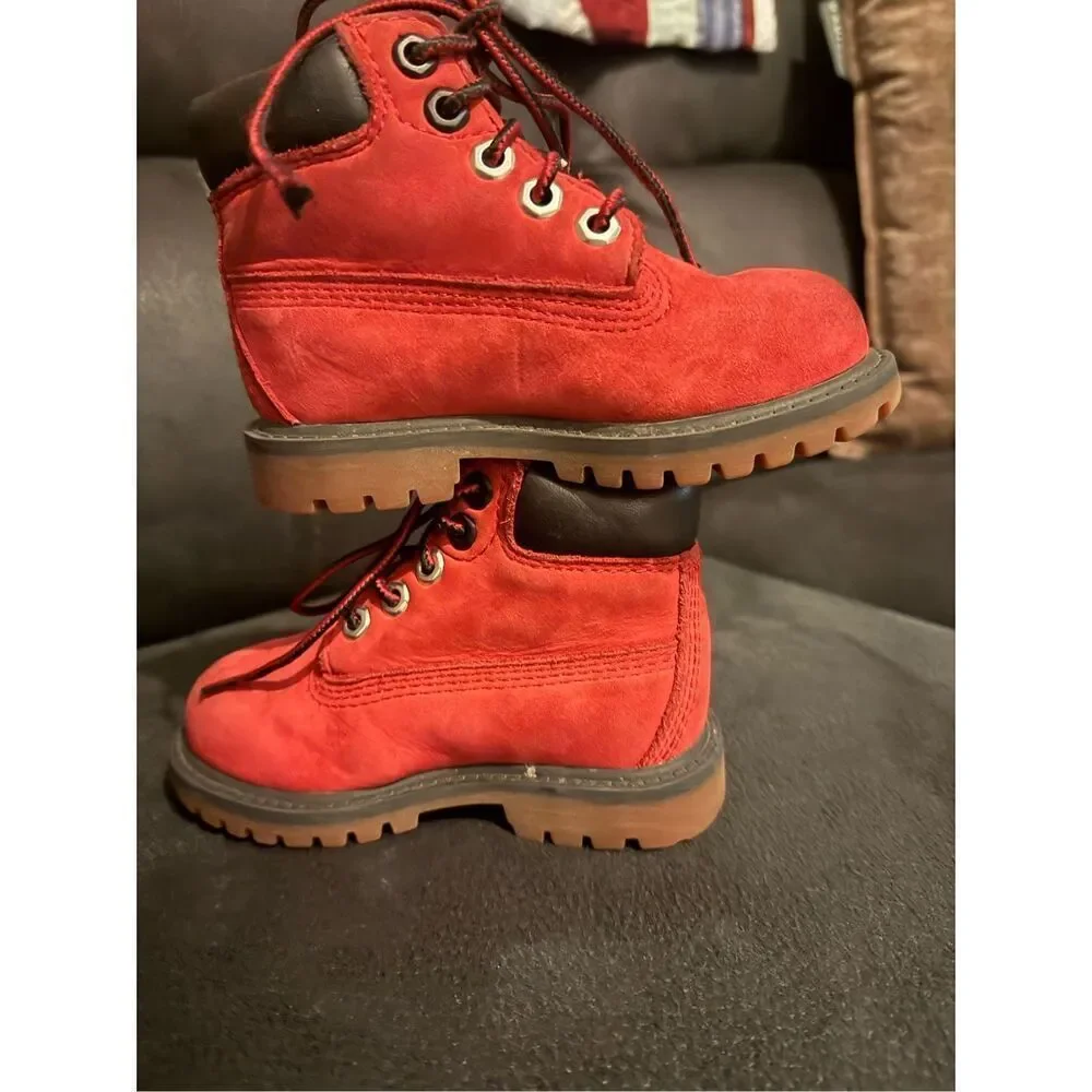 ✅TIMBERLAND TODDLER  X NBA CHICAGO BULLS CLASSIC PREMIUM BOOTS RED NUBUCK